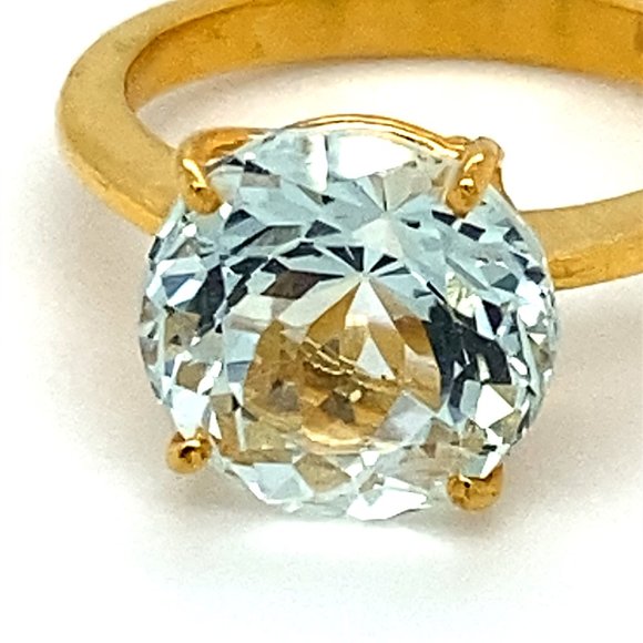 Aquamarine 4.50ct Solid 22K Yellow Gold Ring - Picture 6 of 6